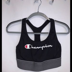 Champion Black Sports Bra with White Accents
